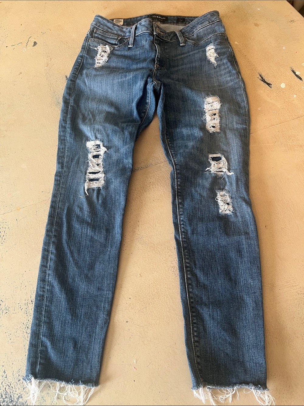 Lucky Brand women’s Distressed Medium Blue Straight Leg Jeans